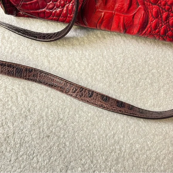 Brahmin Red and Brown Embossed Croc Crossbody Bag - Picture 4 of 7